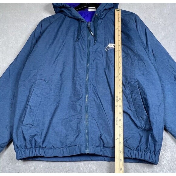 Vintage 80’s Nike Jacket Unisex Small Green Full Zip Quilted Lined Hooded - Picture 9 of 12